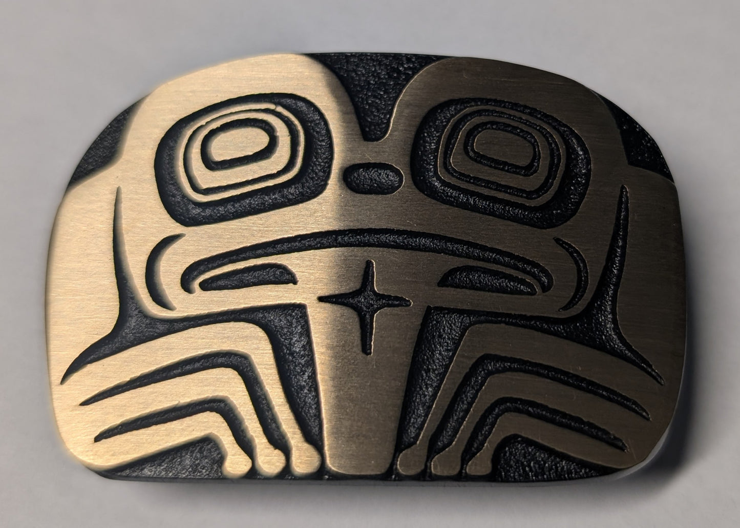 Solid Bronze Tlingit Frog Belt Buckle